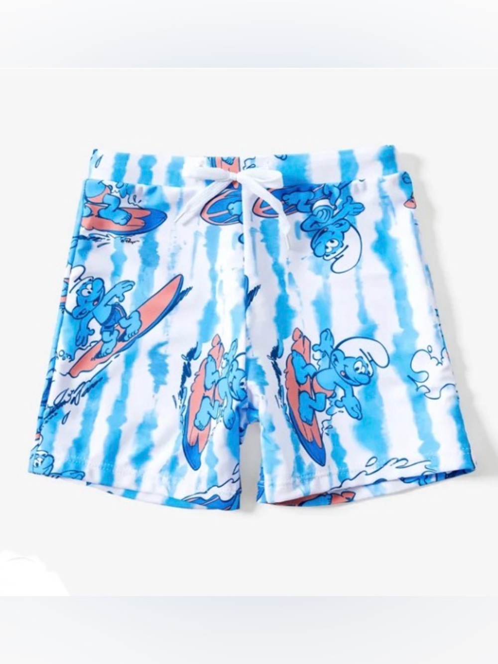 Patpat Boy Smurfs Light Blue Tie-Dye Swim Trunk, Size 4-5Y